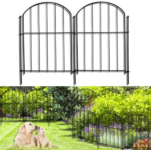 Tilvex Gartenzaun, Tierbarriere, kein Graben, 26 Paneele, rostfrei, gewölbt, kleiner Metallzaun, 3,8 cm Lückenzaun, dekorativer Zaun für den Außenbereich, dekorativer Zaun für Hof, Hunde, Kaninchen