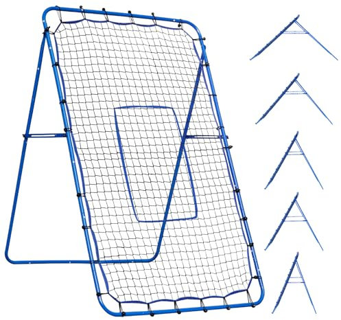 6x4FT Volleyball-Baseball-Rebounder-Netz, Baseball-Rebounder-Pitchback-Netz mit 2 x 6-Winkel-Schnelleinstellungen, einfache Schnelleinrichtung, ideal für Volleyball, Softball, Lacrosse, Fußball und