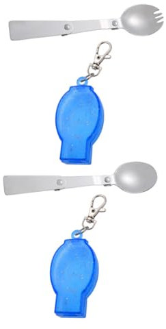 KICHOUSE 1satz Faltbares Camping Besteck Aus Edelstahl Teilig Löffel Mit Tragbarem Aufbewahrungsbehälter Für Outdoor Reisen Und Picknick Leicht Und Robust Für Wiederholte Nutzung