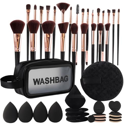 Set Di Pennelli Trucco Con Custodia - Confezione Da Quarantasette Pennelli Con Custodia,Spugne Per Occhi Applicatore Per Fondotinta E Correttore Puff Per Cipria Per Donne E Ragazze A Casa