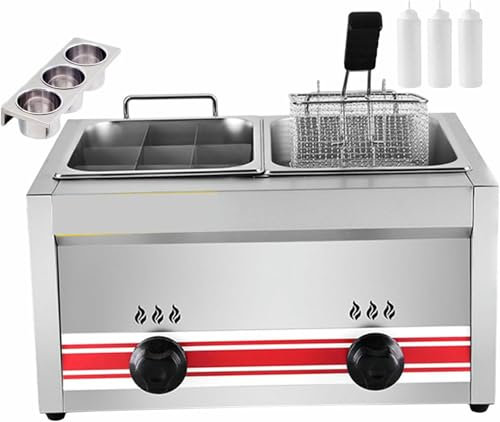 Friteuse électrique professionnelle avec double réservoir, capacité de 20 L, comprend des paniers et des tapas pour de délicieux aliments frits