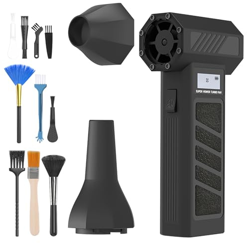 Ruaizel Plumero de aire comprimido, 180000 rpm, inalámbrico, eléctrico, soplador de aire para PC, teclado, al aire libre, casa y coche (negro)