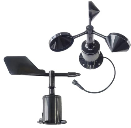 AYJYZHIAG Station météo extérieure 60 m/s, capteur anémomètre à 3 Tasses, Sortie RS485 4-20MA 0-5V, Fibre de Polycarbonate, Vitesse du Vent, capteur de Direction du Vent(RS485 Kit)
