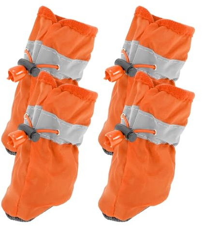 CAPASTEC Pfotenschutz Orange 4 Stück Indoor Outdoor Wasserdicht | Planen, Ball Leder, Größe 4, Gewicht 4.5-6kg, Länge 5.2cm, Breite 4.3cm, Rutschfest, Reflektierend, Verstellbar, Leicht
