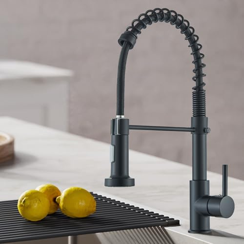 HARNART Robinet d'évier Cuisine Mitigeur Cuisine Avec Douchette Pivotant à 360° 2 Modes de Pulvérisation,Noir
