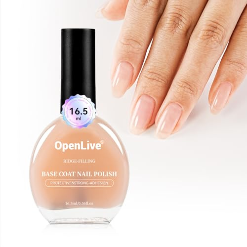 OpenLive Clear Nail Polish Ridge Filling Base Coat, Nail Strengthener and Growth, Ridge Filler For Nails, Shea Butter & Vitamin E & Protein Formula, Hydrate Strengthen Nourish Damaged Natural Nails