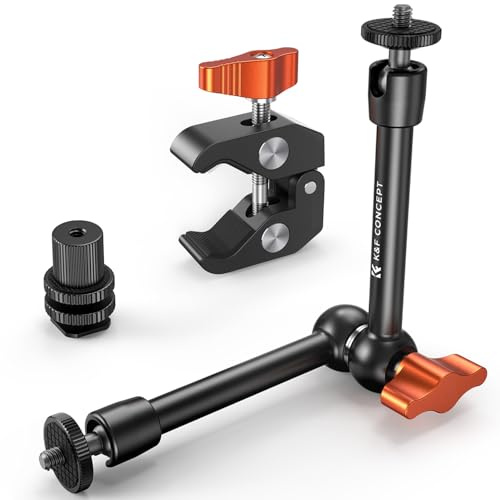 K&F CONCEPT 9.8 Magic Arm Clamp with Cold Shoes 360° Ball Heads Camera Arm Mount for Monitor/Flash/Microphone/DSLR Camera