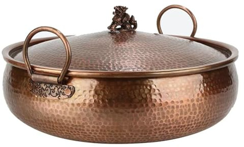 Casserole en cuivre avec couvercle, compatible induction et gaz, casserole à soupe épaisse pour restaurant, famille, pique-nique, cuisine
