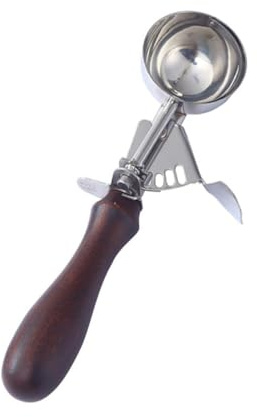 LOORGVEL Cuchara para Helado Grande 6,3 Cm Mango de Madera Roja, Herramienta de Cocina para Bolas de Helado Caseras, Cucharas de Excavación Prácticas para Uso Doméstico y Restauración