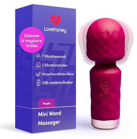 Lovehoney Mini Wand Varita Vibrador para Mujer | Estimulador Clitoral de Silicona con 10 Modos | Vibrador Compacto Recargable e Impermeable | Masajeador Íntimo Discreto
