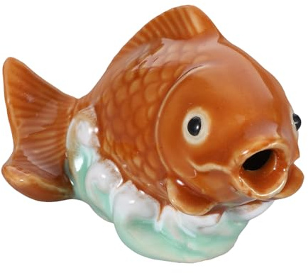 VOSAREA Golden Ceramic Koi Fish Garden Ornament Resistant to Fading Artistic Carp Figurine for Courtyard and Home Decoration Outdoor Fish Statue for Garden and Pond