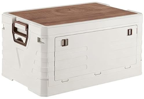 Allpax Outdoor Campingbox faltbar mit Holzdeckel, 30 Liter, creme, 47,5 x 29,5 x 23,5 cm, stapelbare Aufbewahrungsbox für Camping, Auto & Haushalt, Garten, Party & Picknick