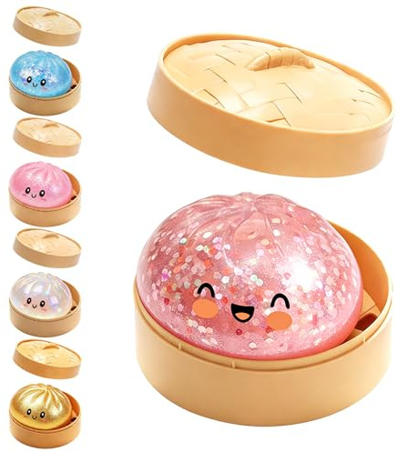 XXL Mystery Dumpling Squishy Buns,Glitter Squishy Dumpling Mystery Box,Giant Dampling Squishys mit Dampfgarer,Stressabbau-Spielzeug für Kinder und Erwachsene