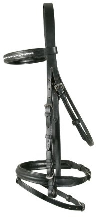 Trense Pferdetrense Kent mit Stirnband schwarz/silberfarben