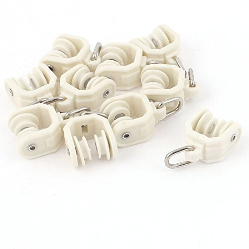 sourcing map 10 STK Gardinenröllchen für Schiene Plastik Rad Schwenkauge Ring Vorhang Schiene Rollen 10mm Durchmesser Beige
