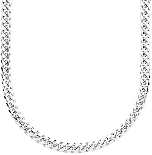 .iced-out. Sterling 925er Silber Panzerkette - MIAMI CUBAN 5mm - 70cm