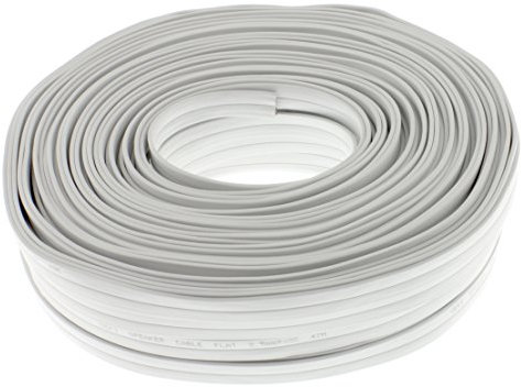 Câble Plat pour Enceinte 2 x 2,5 mm² – Blanc – 50 m – CCA – Câble Audio