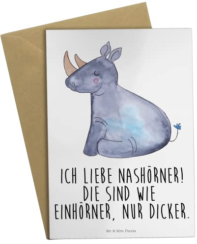 Mr. & Mrs. Panda babykarte Einhorn Nashorn - Geschenk, Unicorn, glückwunschkarten, Nashörner, Lustig, einladungskarten, Zoo, vatertagskarte, hochzeitskarten, osterkarte, weihnachtskarten, Regenbogen
