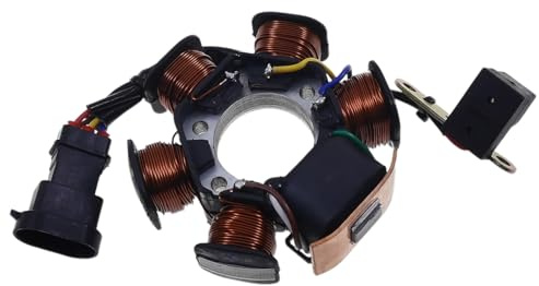 Lichtmaschine Stator 2T kompatibel mit GILERA Storm 50cc, Typhoon X, TPH | 50ccm 2T mit Kat, 5 Spulen, Pick-Up, 6-Pin-Stecker, Vergleichsnummer 639865; kompatibel mit Diesis, Fly, Free, Liberty, NRG