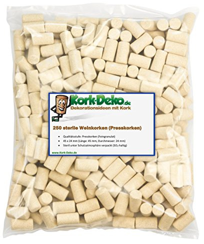 Sterile Wein-Korken 45x24 mm | 3 Qualitätsstufen zur Auswahl: Naturkorken/Presskorken/kolmatierte Korken | Flaschen-Verschluss Zum Verschließen von Weinflaschen.
