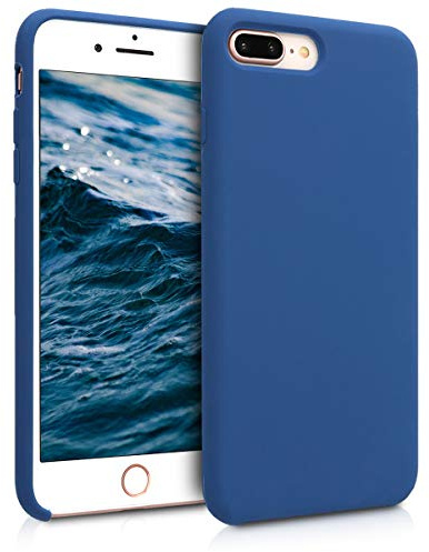 kwmobile Case for Apple iPhone 7 Plus/iPhone 8 Plus Case - Soft Cover - Shockproof Silicone - Wireless Charging Navy Blue