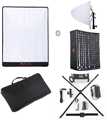 Falcon Eyes RX-18TD Flexible Led Video Panel Light 100W Adjustable 3000K-5600K Led Photo Lighting with Honeycomb Grid Softbox Diffuser
