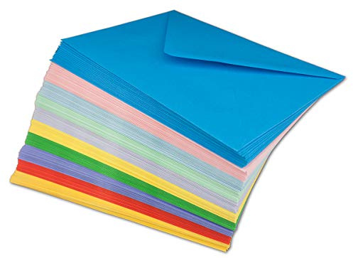 COLOURS 4-YOU by Glüxx-Agent 100 färgglada kuvert paket DIN C5 - 100 g/m2 kuvert utan fönster 16,2 x 22,9 cm - våtlimning spetsig klaff - kuvertblandning färgad till födelsedagen - glöd agent