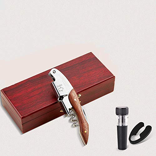 LTLWSH Kellnermesser,Korkenzieher Profi Sommeliermesser Weinöffner, hochwertige Edelstahl and Holz-Materialien,Holzkiste Geschenk-Verpackung,A