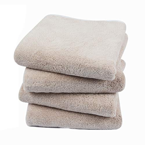 KinHwa 4er Pack Mikrofaser Handtuch Haare, Microfaser handtücher, Stark Wasserabsorbierendes Mikrofaser Badetuch, Weiche Duschtücher, Schnelltrocknend & Saugstark, 40cm x 76cm, Hellbraun