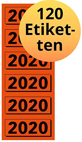 ELBA Inhaltsschild Jahres-Schild 2020, 120 Stück für Ordner, 20 Blatt, rot