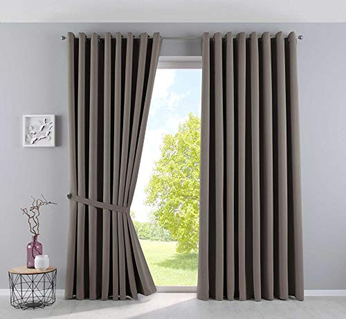 Gardinenbox Vorhänge Blickdicht »Newyork« Taupe HxB 225x295 cm 2er-Pack Thermo-Gardinen Verdunkelungsvorhang Blackout Ösen schalldämmend ÖKOTEX UV-Schutz Raffhalter, 201920600-2