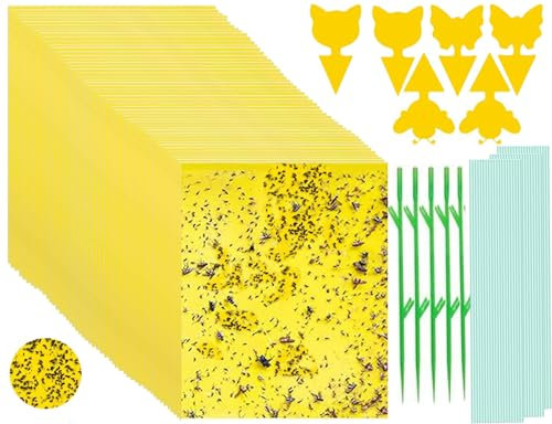 56 Pièges à Insectes Jaunes Double Face (15x20 cm) - Anti Mouches Blanches, Pucerons, Thrips & Mineuses | Collage Puissant Résistant à l'eau & UV | pour Jardin, Serre, Balcon | Lot Économique
