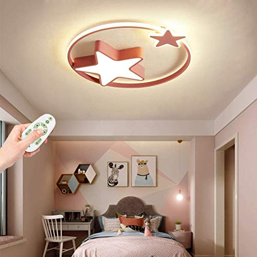 LED Kinder Deckenleuchte Stern Lampe Jungen Und Mädchen Schlafzimmer Deckenlampe Dimmbar Mit Fernbedienung Deckenlicht Beleuchtung Wohnzimmer Kinderzimmer Esszimmer Dekorative Deckenspot,Rosa,45cm
