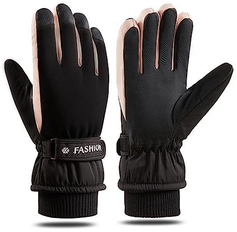 AMRTA Skihandschuhe Damen Winter Wasserdicht Touchscreen Snowboardhandschuhe mit Protektoren Handgelenkschutz, Schneehandschuhe Strapazierfähig Anti-Rutsch für Fahrrad Skifahren Radfahren (Grau)
