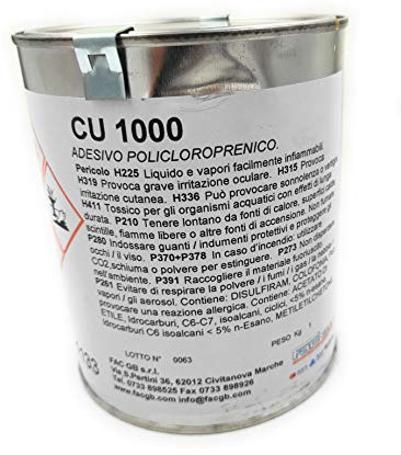 COLLA CU 1000 DA KG 1 ADESIVO POLICLOROPRENICO ad elevata resistenza alle temperature per cappotte auto