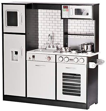 wuuhoo® Hochwertige XXL Kinderküche Jamie aus Holz - Premium Spielküche mit Herd, Spüle und Eiswürfelspender, Spielzeugküche für Kinder mit Edelstahl Geschirr und Zubehör Set