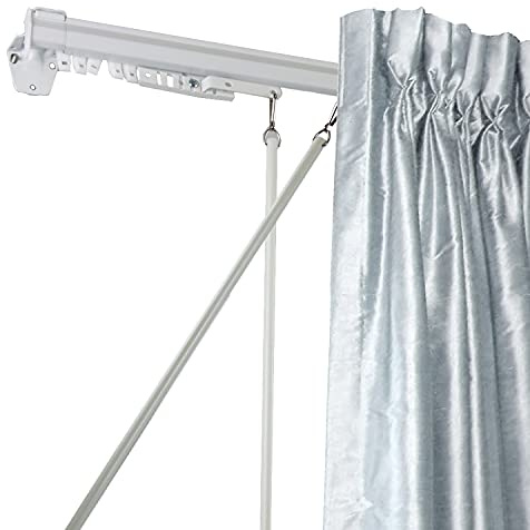 Domovina Adjustable Baton Draw Traverse Curtain Rod White/120-170
