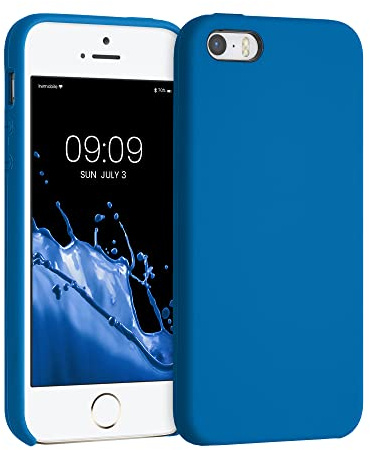 kwmobile Housse Compatible avec Apple iPhone SE (1.Gen 2016) / iPhone 5 / iPhone 5S Coque - Housse de téléphone Protection Souple en TPU Silicone - Bleu récif