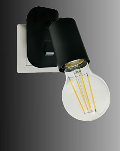 Trango 11-059 LED Steckerleuchte inkl. 1x 8 Watt 3000K warmweiß E27 LED Leuchtmittel in Schwarz matt *ANNA* Wandleuchte, Küchenlampe, Nachtlicht, Wandlampe, Küchenlampe, Steckerlampe