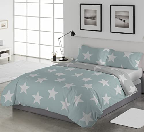 LEBENGOOD Juego de Funda Nórdica 50% Algodón para Cama 180x190/200 con 2 Funda Almohada y 1 Funda de Edredón Colcha Sábana. Juego de Ropa Cama (F.North Agua 180)