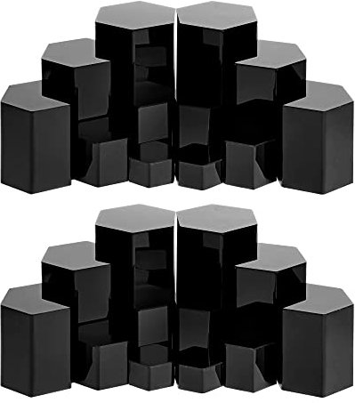 Jetec Sechseckige Schmuckständer, sechseckig, Markt-Display, Ständer, Acryl-Ständer für Schmuck, Modellfiguren, Dekoration, 6 Größen (Schwarz, 24 Stück)