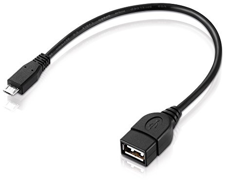 conecto OTG Kabel, Micro USB B Stecker auf USB-A Buchse, vergoldet, 20cm, schwarz
