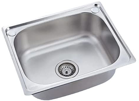 DESHVA Évier De Cuisine 304 en Acier Inoxydable 420mm X 370mm Evier INOX Brossé avec Trous De Montage Et Égouttoir Cuve Simple