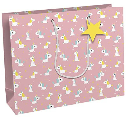Clairefontaine 32466-6C - Geschenktasche Excellia, XL 37,3x11,8x27,5 cm, ideal für voluminöse Geschenke, Einhorn, 1 Stück