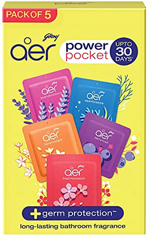 SUPTMAX Power Pocket Lufterfrischer für Bad und WC, hält bis zu 30 Tage, Aerosol, 5 Stück (50 g)
