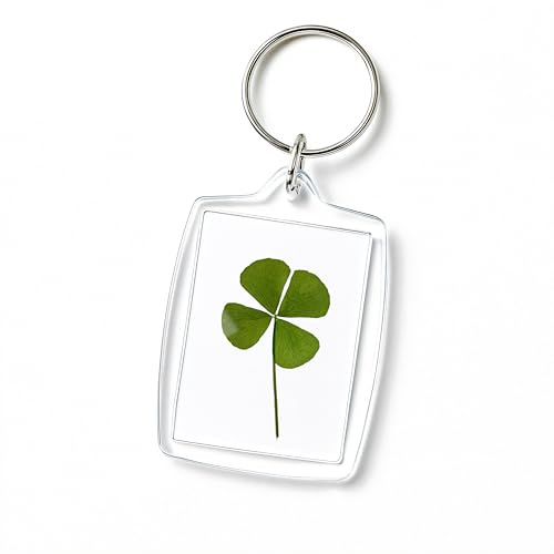 Porte-clés Trefle à 4 Feuilles Véritable | Porte-Bonheur authentique Cadeau symbolique Chance et Protection