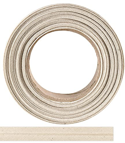 ME:NaMa Schrägband aus 100% Baumwolle - 10 m x 40 mm (gefalzt) - Hochwertiges Einfassband, Baumwollband, Schrägband - Ideal zum DIY-Nähen - In Belgien hergestellt, auf Einer Rolle (Natur)
