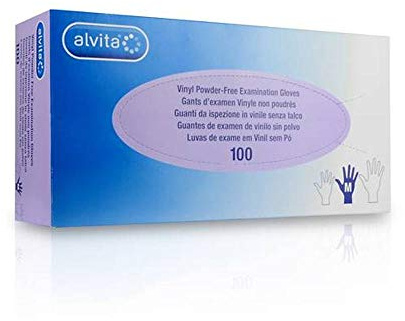 Alvita Guanti in Vinile Senza Polvere Taglia M, 100 Pezzi