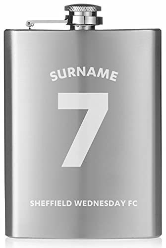 Petaca personalizada de 8 oz con diseño de camiseta para los fans de Sheffield Wednesday FC, se entrega en caja de regalo forrada de seda, incluye embudo