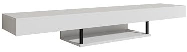 MB Muebles Bonitos, Mueble TV Colgante Aydin para Salón Moderno, Mueble Suspendido en Pared, Melamina Mate, Color Blanco, 150x22x29.6 cm